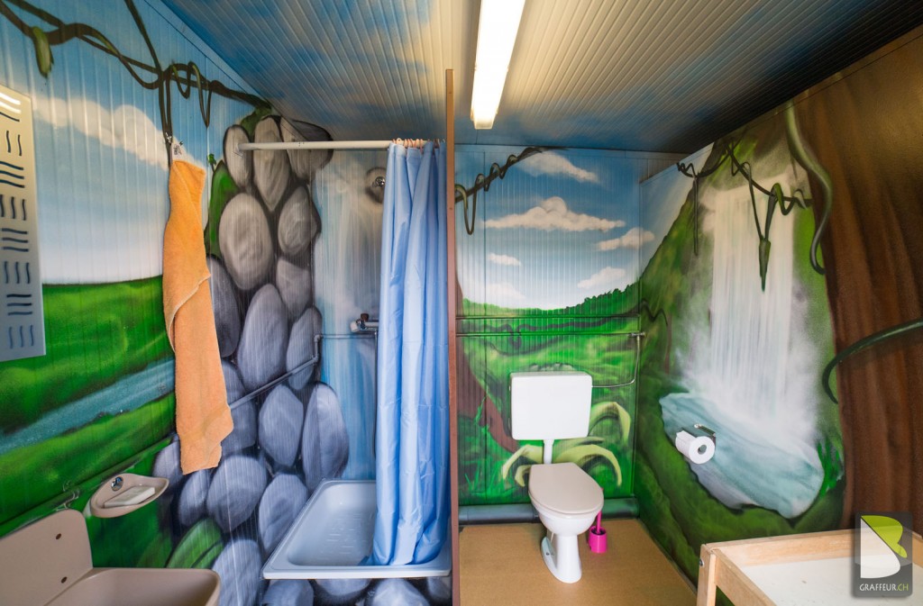 toilettes decoration nature paysage jungle graff