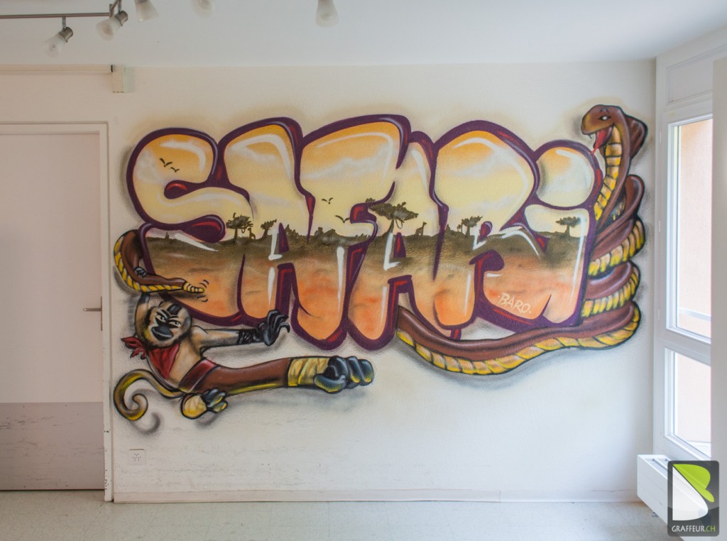 Graff_lettrage-Safari_Serpent_singe_lausanne