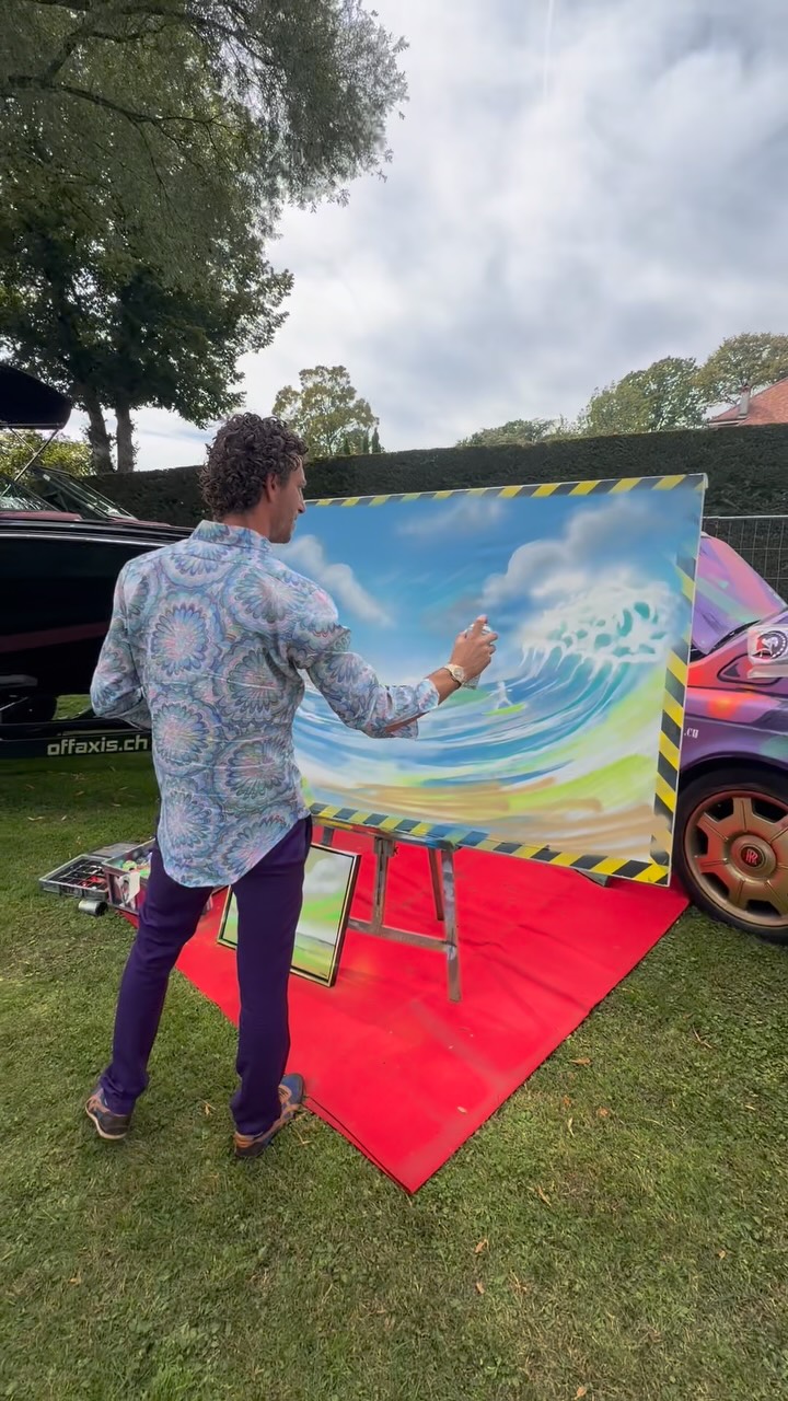 🎨🕺Live-Painting on MasterCraft boat + Rolls car + Canvas + T-shirt 😄  @offaxis.ch Day 📍Leman Lake🇨🇭