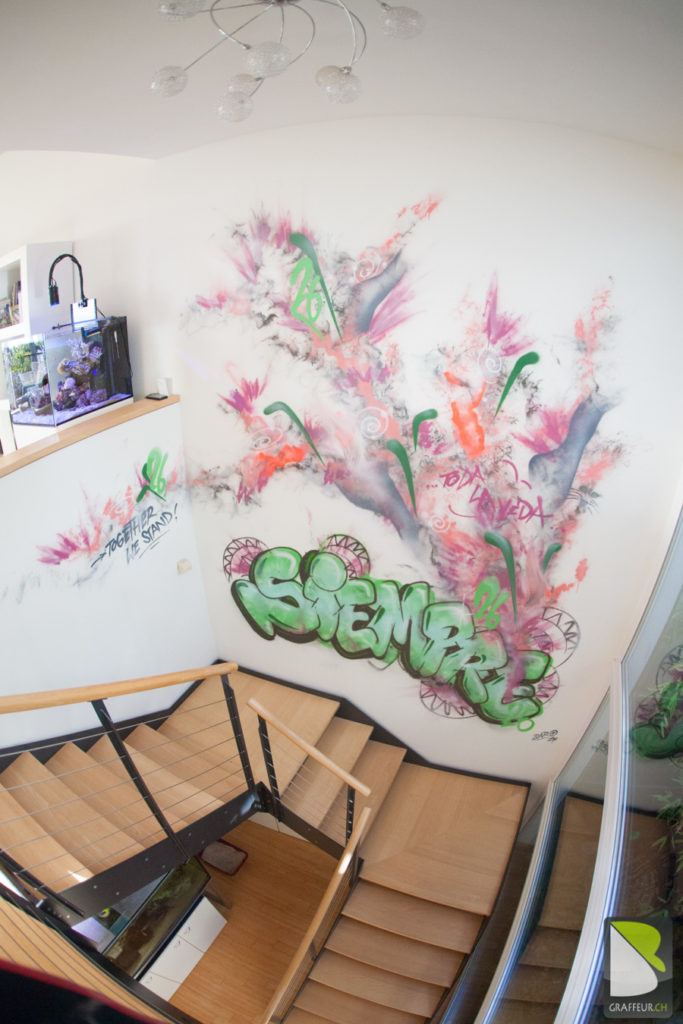 Abstrait-Together-we-stand-Cage-escalier-loft-graffiti-Lausanne