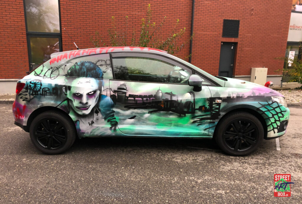 Graffiti-art-on-car-Joker-Harley-Quin-Seat-ibiza-suisse-7