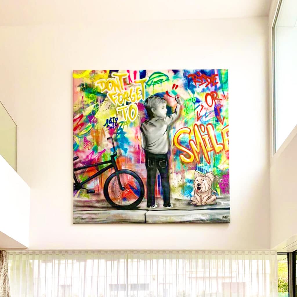 Tableau-Street-art-BMX-Enfant-Banksy