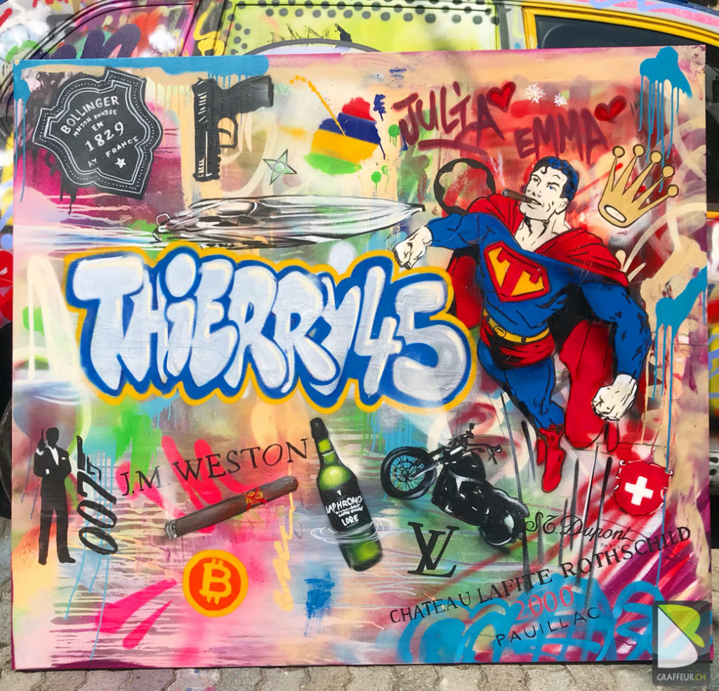 Toile-Street-art-geneve-artist-suisse-anniversaire-cadeau-streetart-superman